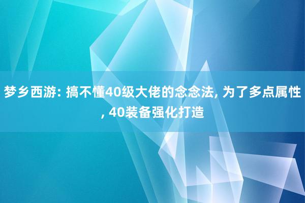 梦乡西游: 搞不懂40级大佬的念念法, 为了多点属性, 40装备强化打造