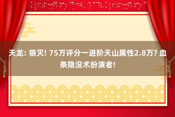 天龙: 狼灭! 75万评分一进阶天山属性2.8万? 血条隐没术扮演者!