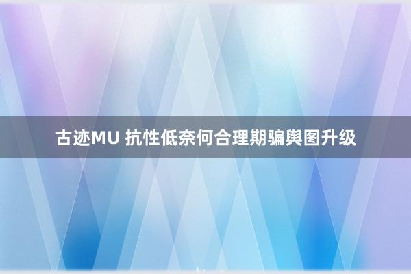 古迹MU 抗性低奈何合理期骗舆图升级