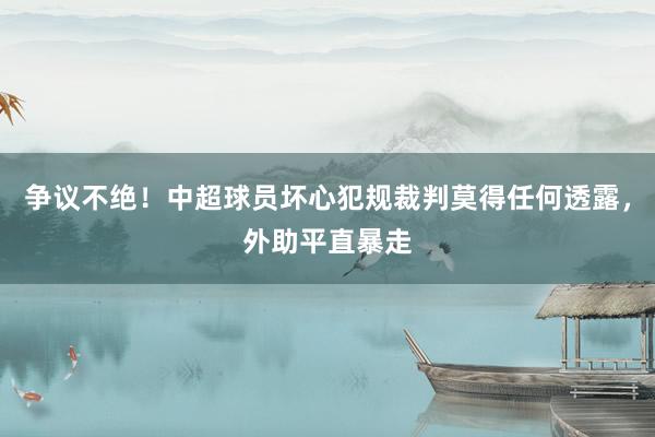 争议不绝！中超球员坏心犯规裁判莫得任何透露，外助平直暴走