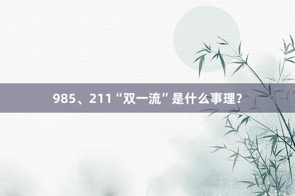 985、211“双一流”是什么事理？