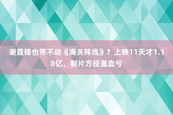 谢霆锋也带不动《海关阵线》？上映11天才1.18亿，制片方径直血亏