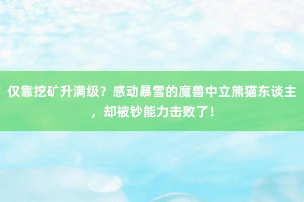 仅靠挖矿升满级？感动暴雪的魔兽中立熊猫东谈主，却被钞能力击败了！