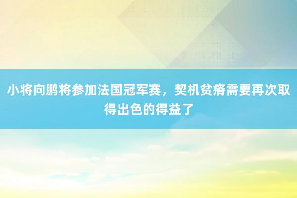 小将向鹏将参加法国冠军赛，契机贫瘠需要再次取得出色的得益了