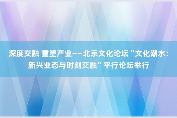 深度交融 重塑产业——北京文化论坛“文化潮水：新兴业态与时刻交融”平行论坛举行