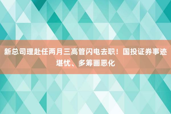 新总司理赴任两月三高管闪电去职！国投证券事迹堪忧、多筹画恶化